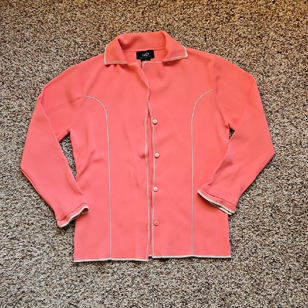 Hilo Hattie Coral Button-Up Cardigan